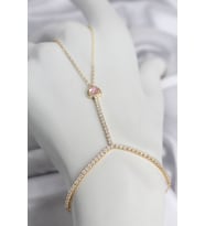 Gold Renk Pirinç Zirkon Taşlı Pembe Kalp Model Şahmeran TJ-SN771