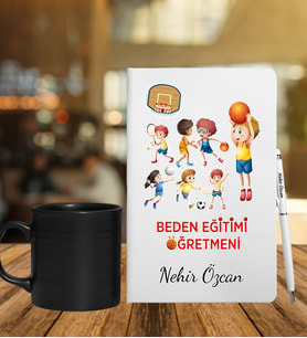 Beden Eğitimi Öğretmenlerine Özel Defter Kalem & Siyah Varil Kupa Hediye Seti