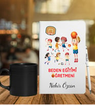 Beden Eğitimi Öğretmenlerine Özel Defter Kalem & Siyah Varil Kupa Hediye Seti