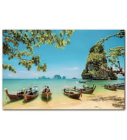 Cakatablo Tayland Krabi Sahilinde Kayıklar MDF Tablo