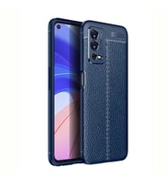 Oppo A55 4G Kılıf Deri Tarzı Niss Silikon Case (Lacivert)