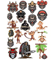 Goril Sticker Set-3 19 Parça Telefon, Tablet, Defter, Laptop Sticker