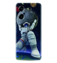 Tecno Pova 5 Kılıf Silikon Desen Özel Seri Astronot ve Dünya 1759