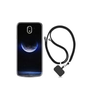 Samsung Galaxy J7 Pro Kılıf Resimli Desenli Silikon Boyun Askılı Midnight Moon 1802