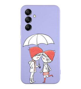 Samsung Galaxy A24 Uyumlu Lansman Kılıf Aşk Tasarımlı İçi Kadife Kapak-Lila (Şeffaf)