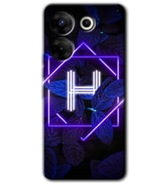 Tecno Camon 20 Pro 5G Kılıf HD Desen Baskılı Kılıf - Dark Neon Yaprak H Harfi