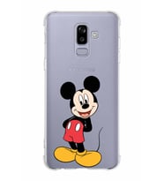 Samsung Galaxy J8 (2018)  Köşe Korumalı Antişok Kapak Mickey Mouse Tasarımlı Şeffaf  Kılıf