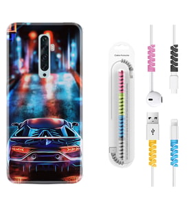 Oppo Reno 2Z 4 Lite 4 Pro 5 6 7 A31 Kılıf Kablo Koruma Spiral Silikon Neon Cars 1724