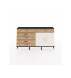 Arges Konsol Tek Raflı 6 Çekmeceli 2 Kapaklı 176x30x99 Antrasit-Aytaşı/Çam