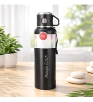 Kişiye Özel 1 Litre 316 Paslanmaz Siyah Çelik Termos 8 Saat Sıcak Soğuk Tutma Özeliği Vardır