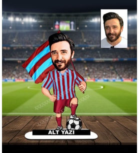 KİŞİYE ÖZEL KARİKATÜR  Bordo Mavi TARAFTAR TASARIMLI ERKEK BİBLO
