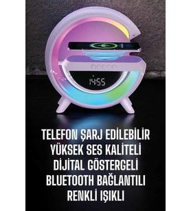 Bluetooth Hoparlör 15W Kablosuz Hızlı Şarj LED Gece Lambası