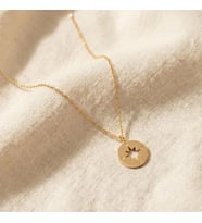 Kişiye Özel 925 Ayar Gümüş Minimal Pusula Model Kolye (Gold)