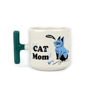 Cat Mom Baskılı Yeşil Kulplu T Kupa