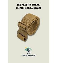 Bej Plastik Tokalı Klipsli Kobra Kemer