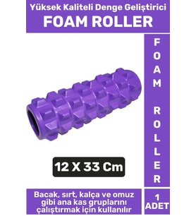 Premium Fitness Aerobik Denge Stabilite Kas Esnekliği Geliştirici Kadın Erkek Foam Roller 33 Cm