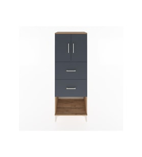 Hyperion Dolap 2 Raflı 2 Çekmeceli 2 Kapaklı 60x44x163 Çam-Antrasit