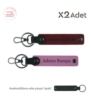 Hemşireye Anlamlı Armağan, İsim & Soyisim Kişiselleştirilmiş 2’li Anahtarlık, Pembe-Bordo-Siyah (Çok Renkli)