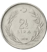 Madeni 2.5 Lira 1975 yılı Koleksiyon para