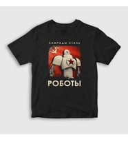 Presmono Unisex Çocuk Siyah Robots CCCP Sovyetler Birliği T-Shirt 267612tt