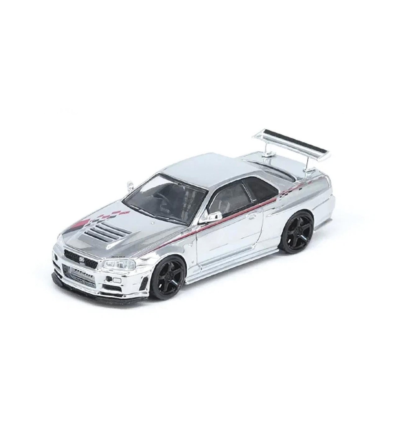 1:64 Diecast Nissan Skyline GT-R R34 Nismo R-Tune Chrome 3 Inno