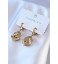 316L Çelik Gold Renk Zirkon Taşlı Kadın Küpe 5886 - GLST7424-5570