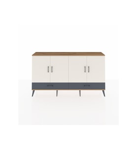 Arges Konsol 6 Raflı 2 Çekmeceli 4 Kapaklı 176x30x99 Çam-Aytaşı/Antrasit