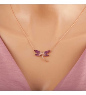 925 Ayar Gümüş Rose Yusufçuk Kadın Gümüş Kolye