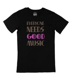 Mor Everyone Needs Good Music Siyah Tişört