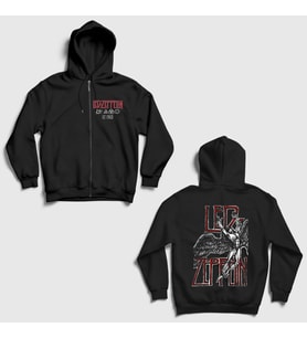 Presmono Unisex Siyah Icarus V2 Rock Led Zeppelin Sırt Baskılı Fermuarlı Kapüşonlu Sweatshirt 517010tt