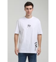 Bisiklet Yaka Beyaz Oversize Tişört 23SSM20330
