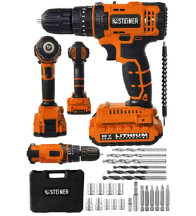 Steiner Alman 58 V 5 Ah Darbeli Lityum Çift Akülü Sjs Metal Şanzıman Şarjlı Vidalama Matkap 24 Pcs Set