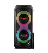 Duo Taşınabilir Mikrofonlu 20x2 W Karaoke Ses Kayıt Bluetooth Hoparlör Led Işıklı