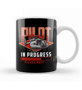 Pilot In Progress Please Wait Helicopter License Kupa Bardak Porselen