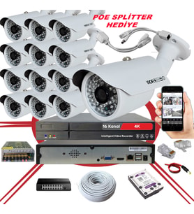 13' lü 5 MP 1940P Sensör 6 Megapiksel Sony Lens Metal Kasa IP Güvenlik Kamerası Seti_BS 748IP