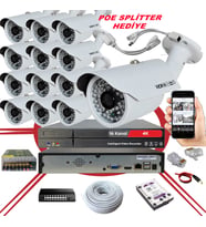 13' lü 5 MP 1940P Sensör 6 Megapiksel Sony Lens Metal Kasa IP Güvenlik Kamerası Seti_BS 748IP