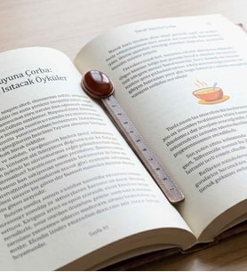 Akik Doğal Taşlı Kitap Ayracı ve Cetvel eukyak