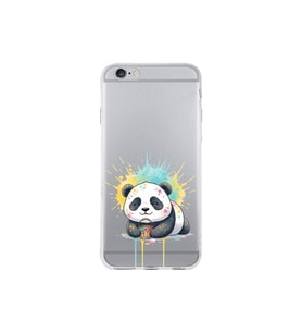 iPhone 6S ile Uyumlu Splash Panda Tasarımlı Şeffaf Silikon Kılıf