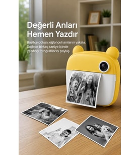 Torima Dijital Fotoğraf Makinesi Çocuk Termal Resim Kağıt Baskılı Yazıcı Kamera Makinesi CMR14 Sarı