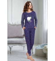 DoReMi Bayan Pijama Takımı (Lacivert)