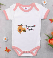 BK Kids Teyzesinin Balı Tasarımlı Pembe Bebek Body Zıbın-1
