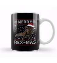 Merry Rex Mas Christmas Dinosaur Kupa Bardak Porselen