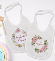 BK Kids Kişiye Özel Çiçek Tasarımlı 2’li Beyaz Mama Önlüğü-4