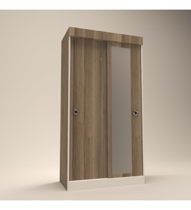 Kenzlife gardırop sürgülü kapaklı kapılı karanfil090 crd aynalı gardolap dolap (Karışık)