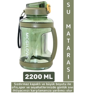 Dayanıklı Ev Ofis Seyahat Outdoor Spor Kullanım Büyük Boy Sızdırmaz Kapaklı Su Matarası 2200 ML