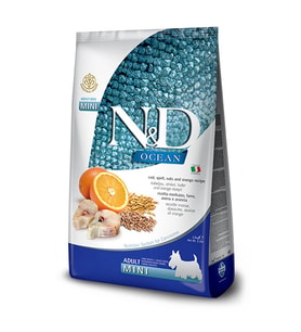 N&D Ocean Az Tahıllı Morina Balıklı&Portakallı Mini Irk Yetişkin Köpek Maması 7 KG