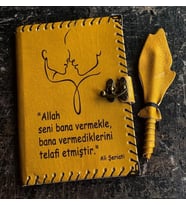 Romantik Mesajlı Deri Defter (Taba)
