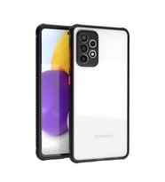 Samsung Galaxy A72 Kılıf Kenar Renkli Sararmaz Şeffaf Kapak (Siyah)