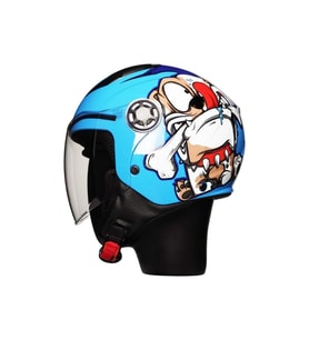 Motosiklet Yarım Camlı Çocuk Kaskı Ce Sertfikalı Abs Matreıl Motor Kaskı Dog Blue