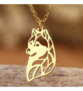 Altın Kaplama  Husky Gümüş Kolye